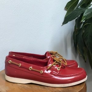 rubber loafer boat shoes with leather laces